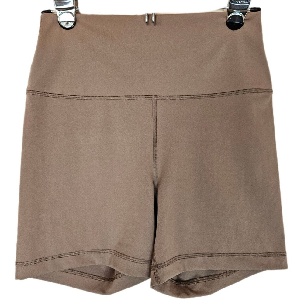 Yogalicious Lux Everyday 5" Bike Shorts Women's Large Brown High Rise Athleisure